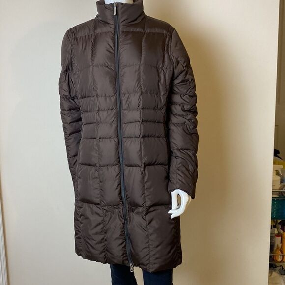 Land’s End Down Down Puffer Coat Zip and Snap Closure  Brown NWOT Medium… - Picture 1 of 12